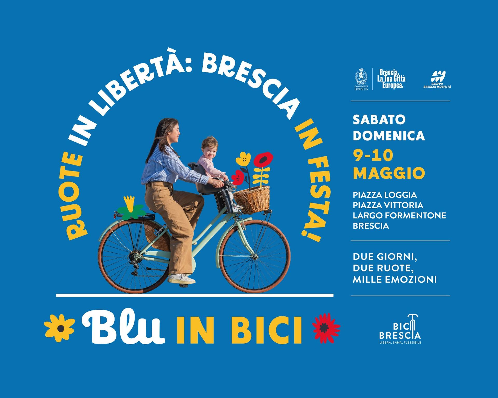Locandina Blu in bici - Donna in bici con bambino