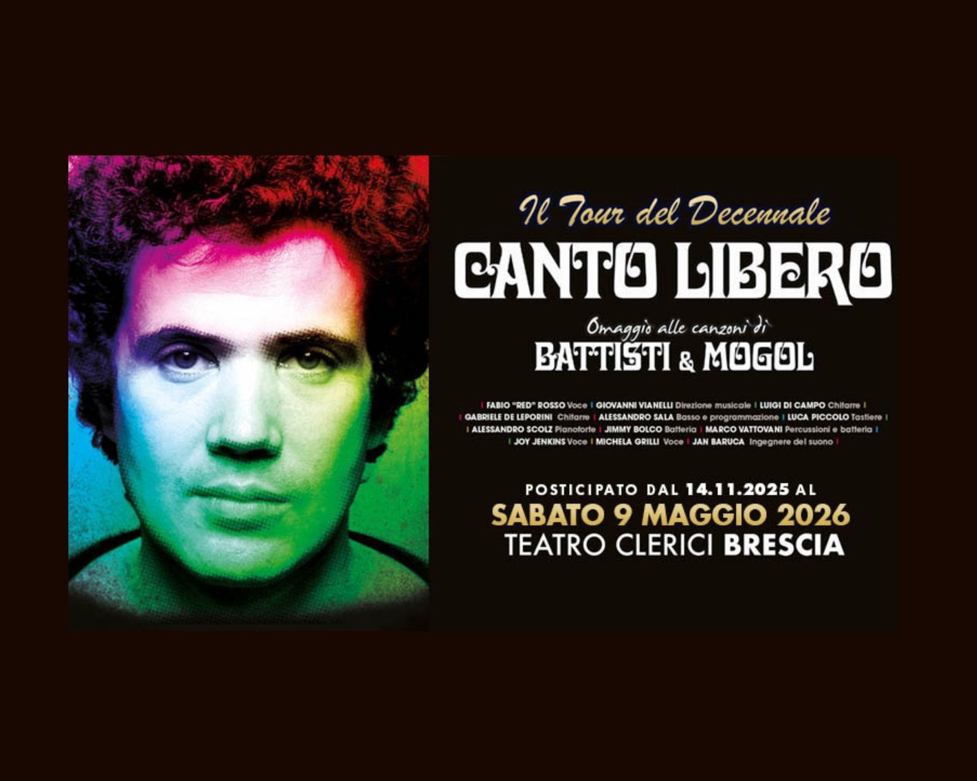 Locandina evento Canto libero: omaggio alle canzoni di Battisti e Mogol