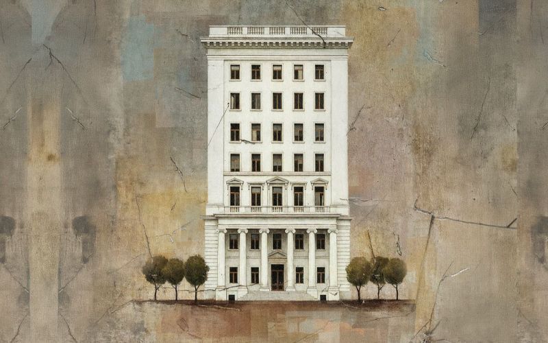 Disegno di un edificio con sette piani