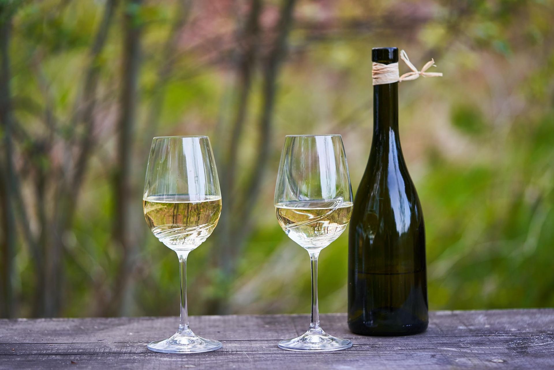 Due calici di vino e una bottiglia di capriano del colle dop